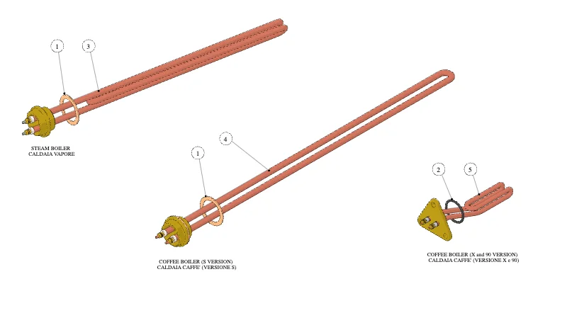 La Marzocco Leva – 71 – Heating Elements (exploded view)