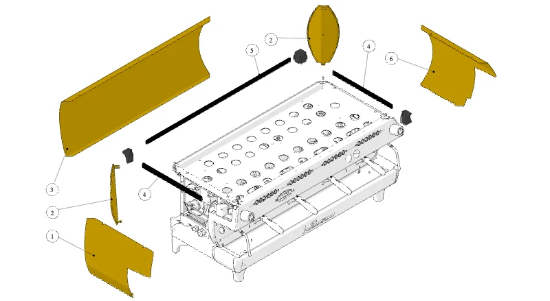 La Marzocco GB5-FB80 – 72 – GB5 – Brass Treatment (exploded view)
