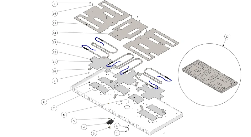 La Marzocco Linea PB – 73 – Cupwarmer Heating Elements (exploded view)