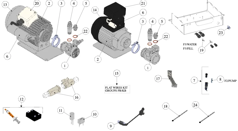 La Marzocco Linea PB – 79 – Electrical System and Pump (exploded view)
